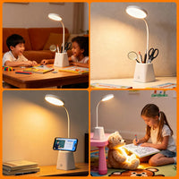 Kids Study LED Table Lamp Safe Touch Control Dimmable Led Light USB Power Gift for Children Warm/Natural White 5V Portable