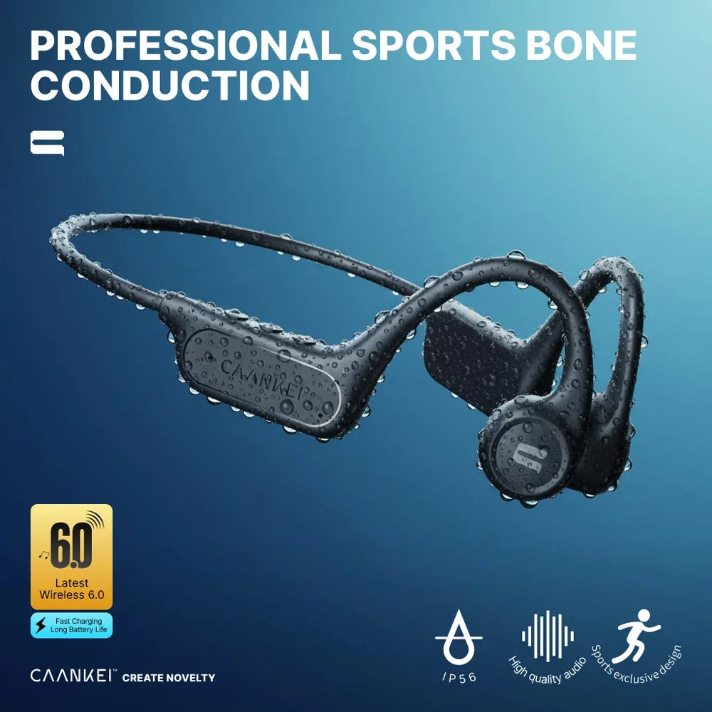 Bone Conduction Sports Earphones IPX6 Waterproof Bluetooth 5.4 Wireless Headphones Open Design Headset For Running Cycling