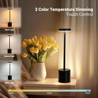 LED Table Lamp Touch Sensor Rechargeable Desktop Night Light Wireless Reading Lamp for Restaurant Hotel Bar Bedroom Decor Light