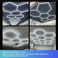 Barbershop Hair Salon Led Ceiling Light Hexagon Garage Light 110V/220V 14 Honeycomb Led Tube Lighting For Car Detailing Workshop