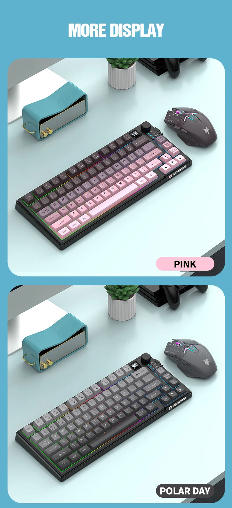 Dual-Mode 80 Keys Wireless Gaming Keyboard Combo,2.4G/BT5.1 Mechanical Keyboard Set With RGB Backlight For PC Laptop Office