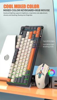 Dual-Mode 80 Keys Wireless Gaming Keyboard Combo,2.4G/BT5.1 Mechanical Keyboard Set With RGB Backlight For PC Laptop Office