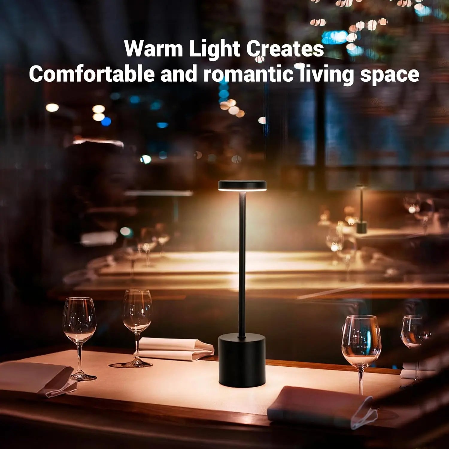 LED Table Lamp Touch Sensor Rechargeable Desktop Night Light Wireless Reading Lamp for Restaurant Hotel Bar Bedroom Decor Light