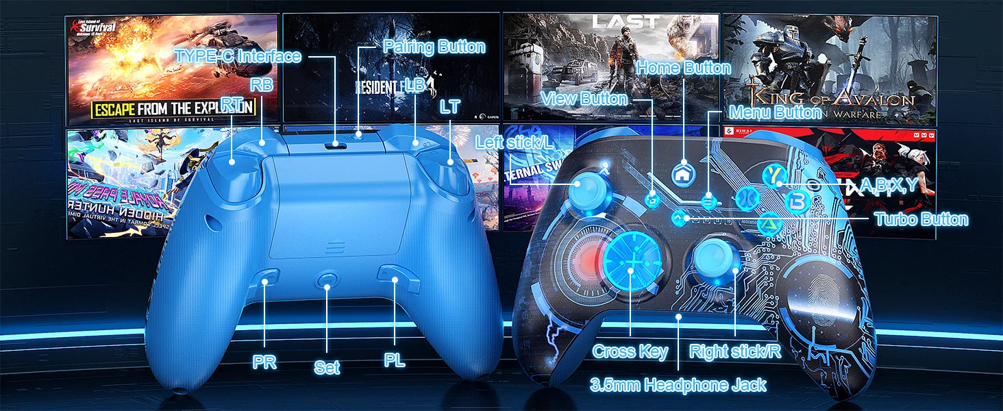 Controller For XBox One/Series S/X/PC Console Wireless Controllers Dual Vibration Hall Effect 6-Axis Gyro FUNC W/ RGB Gamepad