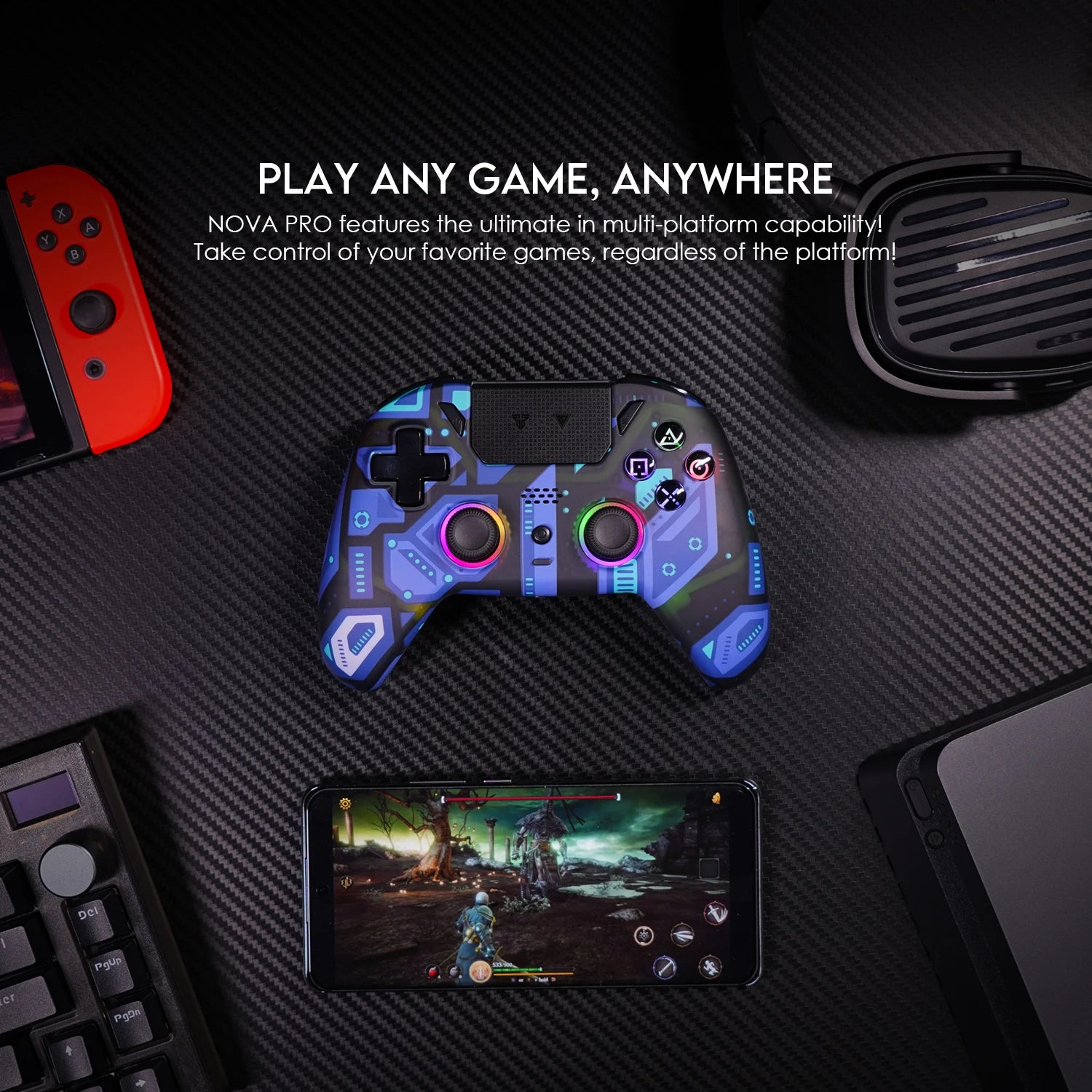 FANTECH NOVA PRO WGP14-V2 Bluetooth Gamepad With Hall Effect Joysticks&Triggers Gaming Controller For PS4 PC Switch Android iOS
