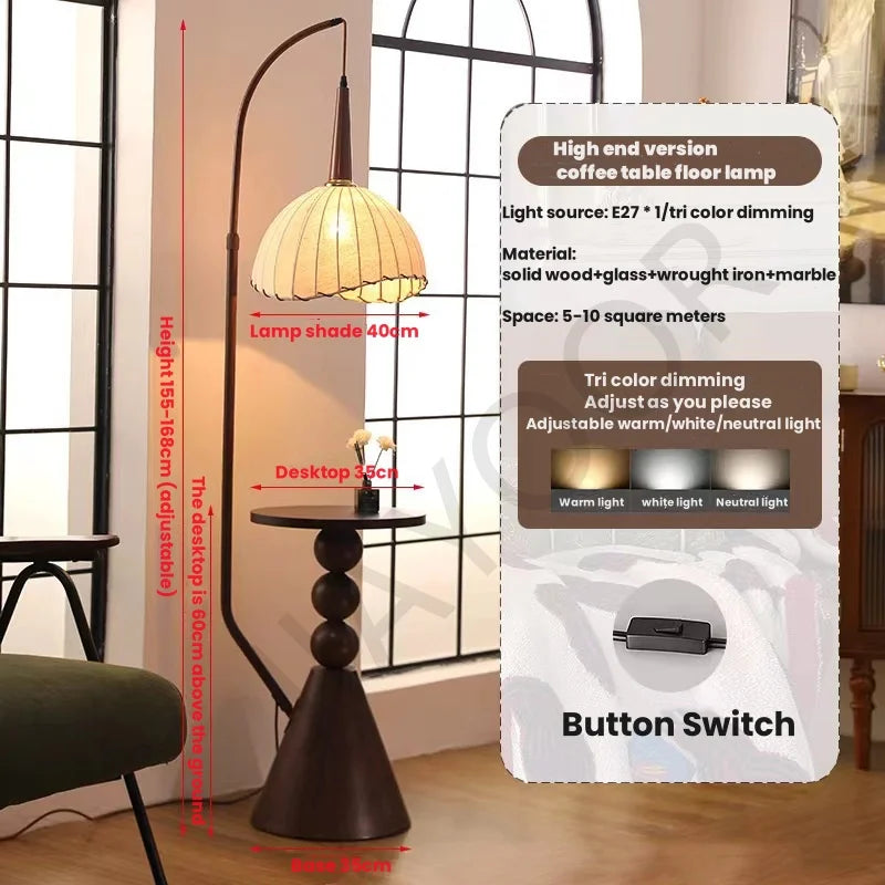 Living Room Floor Lamp French Antique Style Wabi Sabi Style Fire New Chinese Retro Bedside Lamp Shelf Light 2024 New