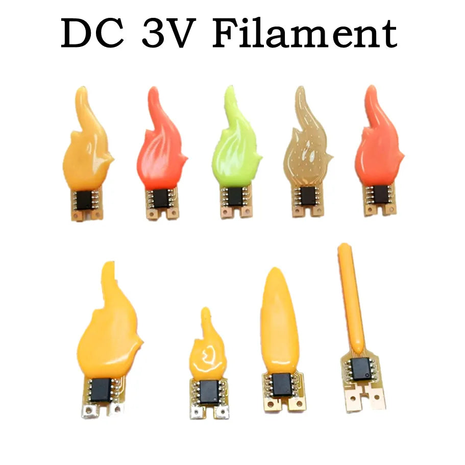 DC3V LED Flame Filament Flash Flowing Candles Edison Bulb LED Filament Diode Birthday Party Decoration Light Accessories For DIY