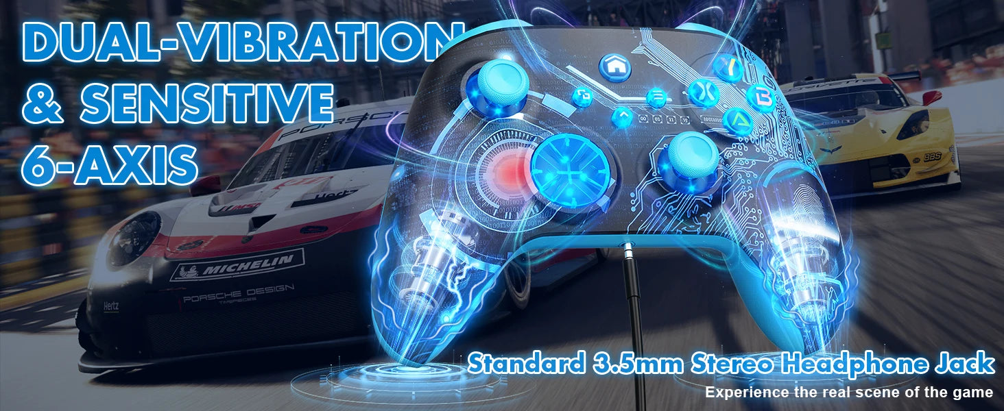 Controller For XBox One/Series S/X/PC Console Wireless Controllers Dual Vibration Hall Effect 6-Axis Gyro FUNC W/ RGB Gamepad
